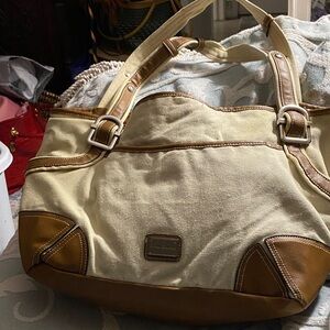 Etienne Aigner Tan and Brown Shoulder Bag